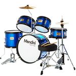 Mendini by Cecilio 16 inch 5-Piece Complete Kids/Junior Drum Set with Adjustable Throne, Cymbal, Pedal & Drumsticks, Metallic Blue, MJDS-5-BL