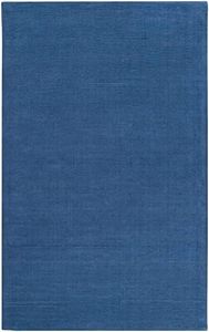 BoutiqueRugs Blue Solid Contemporary 8x11 Large Area Rug Wool Hand Loomed High-Pile Navy Brockton Great Room Open Concept Master Bedroom Large Dining Room Stain Resistant Non-Shedding Pet Friendly