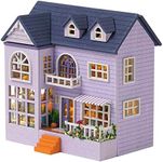 CUTEROOM Diy Dolls House Kit,Miniature Dolls House Kit with Furniture and LED Lights,Handmade Crafts Diy Miniature Room Kit for Teens Adult Gift (Happy House)