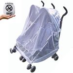 Mosquito Net for Twin or Tandem Buggy Pushchair FREE Travel Net Bag – BONUS! 6 Insect Repellent Smiley Patches