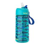 Bentgo® Kids Water Bottle - New & Improved 2023 Leak-Proof, BPA-Free 15 oz. Cup for Toddlers & Children - Flip-Up Safe-Sip Straw for School, Sports, Daycare, Camp & More (Shark)