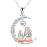 jagosen Mum Gifts Necklace Sterling Silver Mother Daughter Necklace Gifts Jewellery for Mum Women Cubic Zirconia Moon Necklace Birthday Mothers Day Love You Forever