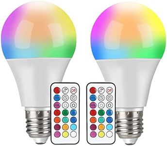 Bombillas LED [2 Piezas], RGBW 10W con Control Remoto, Regulable Cambio de Color E27 con Función de Memoria y Temporizador para Hogar, Decoración, Bar, Fiesta