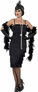 Smiffy's Women's Flapper Costume, Long Dress, Headband and Gloves, 20's Razzle Dazzle, Serious Fun, Plus Size 22-24, 45502