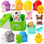 Learning Toys for Toddlers 1 2 3 Years Old, 20 PCS Farm Animal Finger Puppets for Kids, Montessori, Counting, Matching & Color Sorting Set, Christmas Birthday Gift for Baby Boys Girls