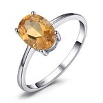 JewelryPalace Class Natural Gemstone Garnet Peridot Amethyst Citrine Blue Topaz Birthstone Solitaire Engagement Rings for Women, Anniversary White Gold Plated 925 Sterling Silver Promise Rings for Her