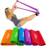 Vive Flat Resistance Band (5 Piece Set) - Stretch Bands for Exercise, Physical Therapy, Yoga - Elastic Bands, Long Stretching Rubber - Track & Field Accessories, Fitness Training, Home Gym for Adults