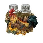 Urbalabs Funky Chicken Ceramic Rooster Salt and Pepper Shaker Caddy Country Farmhouse Dinner Table Kitchen Counter Decor Glass Set of Cute Chickens Gifts for Friends and Family (Funky Rooster)