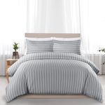 My home store Grey King Size Duvet Cover Sets - 100% Cotton Hotel Quality Stripe Quilt Cover Bedding Sets with 2 Pillowcases - Hypoallergenic Button Closure Soft Breathable Bed Covers