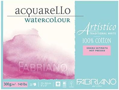 Fabriano Carta da acquerello, Cotone, Bianco, Cotone, bianco, 23 x 30.5 x 0.5 cm