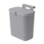 HomeEssentials Plastic Kitchen Dustbin - Modern Lightweight Hanging Garbage Bin for Home/Office | 9 Liters | Open-Top with Handle | Ideal for Kitchen, Bathroom and Cabinet Door (Grey)