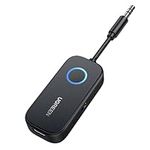 UGREEN Bluetooth 5.2 Transmitter Receiver, 28H Long Playtime, Dual Connection, 10m Range, Mic for Calls, 2-in-1 Wireless Aux Bluetooth Adapter for TV, Airplane, Headphone, Airpods, Speaker, Car