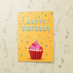 Cupcake Birthday Card With Music | Birthday Greeting Card, Recordable Birthday Card, Musical Birthday Card, Birthday Greeting Card Cupcake 00005 (10 Second Recordable)