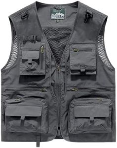 Men's & Youth Outdoor Fishing Vest,Grey Work Safari Travel Photography Vests,Family Matching Hiking Waistcoat,XL(US XS)