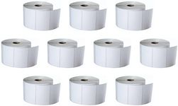 BlackDreams® Self Adhesive Direct Thermal Barcode Labels Stickers 3X2-inch (75x50 mm = 1000 lables Each Roll) 1-inch Core, for Printing Flex Product and E-Commerce Lables - Pack of 10