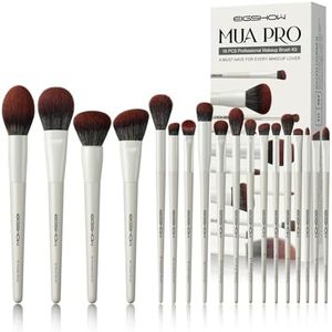 EIGSHOW MUA Pro Set Di Pennelli Per Il Trucco 18 Pcs Di Pennelli Per Il Trucco Professionale Pennello Per Fondotinta Pennello Per Correttore Pennello Per Fard Per Truccatrice Professionista(Beige)