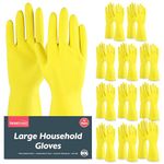 SOL 12pk (3x4pk) Household Rubber Gloves Large | Yellow Large Gloves | Washing Up Gloves Large | Non Slip Cleaning Gloves | Bathroom and Kitchen Gloves | Dishwashing Gloves | Heavy Duty Rubber Gloves