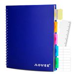 MOWEE Spiral Notebook - 5 Subject Notebook, College Ruled Notebook With Dividers Pocket, Tabs Label, 11" Ruler, 200 Pages, for Writing Journal, Home & Office, School Supplies, 8.5''x11''Blue