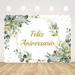 Ticuenicoa 7x5ft Feliz Aniversario Backdrop Mexican Happy Anniversary Photography Background Greenery Cheers to 10 Years 50th Wedding Birthday Party Supplies Decorations Banner Photo Booth Props Gifts