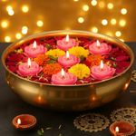 Shraddha Creation Floating Rose Candle | Water Floating, Pink Rose Shaped Scented Wax Candle with Cucumber Melon Fragrance, Perfect for Diwali, Party and Wedding Decoration (Set of 8), 7 x 3 Cm