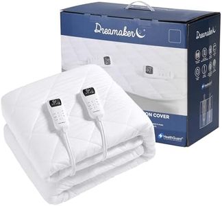 Dreamaker HealthGuard Anti Bacterial Multizone Cotton Quilted Electric Blanket 350GSM Fitted Hypo Allergenic Anti Dust Mite 8 Heat Setting Machine Washable White King