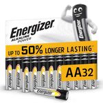 Energizer Alkaline Power - AA Batteries (32 Pack) - Double A Battery 1.5V - Up To 50% Longer Lasting - For Everyday Devices - 100% Recyclable Packaging - 7 Year Shelf-Life [Amazon Exclusive]
