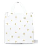 Kate Spade New York Portable Soft Cooler Lunch Bag, Thermal Tote with Silver Insulated Interior Lining and Storage Pocket, Gold Dot with Script