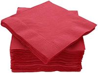 Amcrate Big Party Pack 100 Count Red Beverage Napkins - Ideal for Wedding, Party, Birthday, Dinner, Lunch, Cocktails. (5” x 5”)