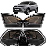 KINGSWAY® Car Side Window Curtain Sun Shades Magnetic Compatible with Tata Nexon (Year 2023 Onwards), Zips in Front Window, Cotton Mesh, Complete Set of 4 Pieces