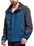 Men Casual Hooded Rain Jacket-Diamond Candy lightweight Waterproof Softshell Raincoat Outdoor Sportswear, Dark Blue, XL