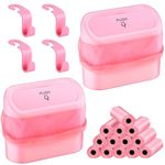 AXNSATRE 2 Pcs Car Bin Tidy Car Accessories - Pink Car Bins for Side Door, Mini Rubbish Bin for Car, with 180 Small Trash Bags & 4 Car Hooks