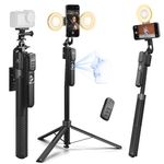 K&F CONCEPT 180 cm Face Tracking Tripod for iPhone/Android, 360 Rotation Mobile Phone Tripod with Light and Remote, Phone Selfie Stick, iPhone Tripod Stand for Phones & Pocket 4/3 & Action Cameras