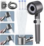 ButterFox Hard Water Filter Shower Head and 1.5m Hose with 15 Layers Filtration, 4 Spray Jet Modes High Pressure Bathroom Shower Head, Large Powerful Handheld Showerhead for Residual Chlorine Remove