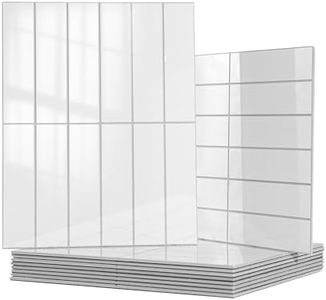 Art3d 10-Sheet Faux Marble Peel and Stick Backsplash Tile for Kitchen Wall Bathroom Countertops, 29x23 CM Stick-on Glazed-Ceramic Finish Resist to Water, Heat and Scratches, White