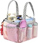 Haundry Mesh Shower Caddy Portable for College Dorm Room Essentials, Shower Caddy Tote with 8 Pockets Large Capacity, Shower Bag for Beach, Swimming, Gym, Pink