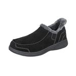 Orthofeet Men's Orthopedic Leather Vito Hands-Free Slipper, Black, Size 11