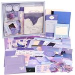 Draupnir Aesthetic Scrapbook Kit(348pcs), Bullet Junk Journal Kit with Journaling/Scrapbooking Supplies, Stationery,A6 Grid Notebook with Graph Ruled Pages DIY Scrapbook Gift for Girl Kid(Moonlight)