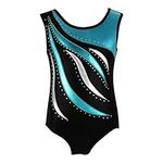 DoGeek Gymnastics Leotards Littler Girls Gymnastics Solid Sparkle Leotard Ballet Shining Dance Wear one-piece(Sleeveless Blue)