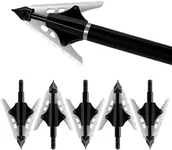 PATWING Hunting Broadheads 100 Grain, 6PK Archery Broadheads, Stainless Steel 3 Blades Fixed Blade Broadhead Arrow Tips Compatible with Crossbow and Compound Bow (100 Grain Black)