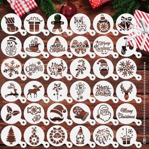 JULBEAR 36 Pieces Reusable Christmas Cookie Cake Stencils Templates Mold Tools Cookies Baking Painting Dessert Coffee Xmas Decoration