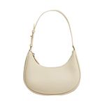 TIAASTAP Shoulder Bags Women Leather Crescent Bags with Adjustable Strap Ladies Crossbody Handbags Dumpling Bag for Travel Work School Daily Use (A White)