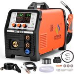 HITBOX MIG Welder 200A Multiprocess Aluminum Welder 110/220V 6 in 1 Gas/Gasless/Stick/Lift Tig/Spot Welding/Spool Gun Synergic Flux Core Welder Soild Wire Welders IGBT Arc Welding Machine(MIG200II)