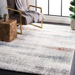 SAFAVIEH Berber Shag Collection Collection Collection 2.80 x 30.5 m Rust Blue Ivory Modern Abstract Design Non Shedding Easy Clean Rug 3.2cm Thick Ideal for Areas