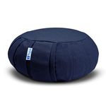 Yogan Yoga Cushion/Meditation Cushion | Natural Buckwheat Hulls Filling | Outer Cover (Could be Removed and Washed) - Made of 100% Organic Cotton (Navy Blue)