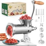 Huanyu Manual Meat Grinder Stainless Steel Meat Mincer with Sausage Stuffer and Cookie Attachment Dishwasher Safe Hand Meat Grinder for Beef Pork and Vegetables Meat Grinders (No.10)