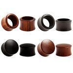 KUBOOZ(4 Pairs Set Nature Sandalwood Ebony Ear Plugs Tunnels Gauges Stretcher Piercings 1/2"