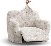 PAULATO BY GA.I.CO. Recliner Slipcover - Recliner Chair Cover - Printed Slipcovers - 1-Piece Form Fit Stretch Furniture Protector - Microfibra Print Collection - Rustic White (Recliner Cover)