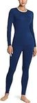 TSLA Women's Thermal Underwear Set, Soft Fleece Lined Long Johns, Winter Warm Base Layer Top & Bottom, Fleece Set Navy, S