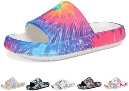 Tormigo Boys and Girls Cloud Slides for Kids – Non-Slip Summer Slippers Lightweight Beach, Pool, and Indoor Shower Sandals Rainbow Little Kid 10.5-11