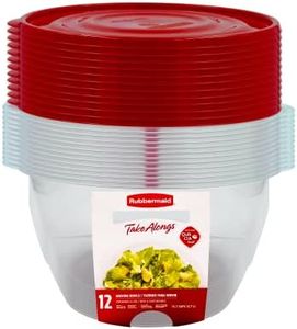 Rubbermaid TakeAlongs Serving Bowl Food Storage Containers, 15.7 Cup, Tint Chili, 12 pack